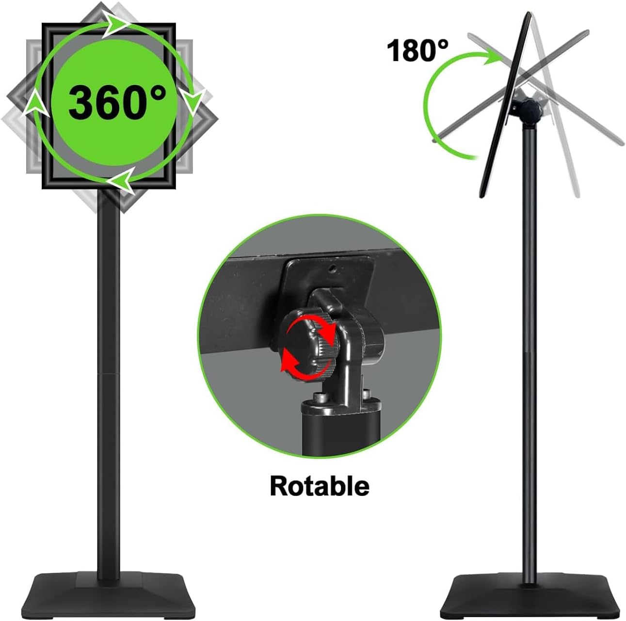 3Packs Heavy Duty Adjustable Pedestal Poster Sign Stand, 11x17 Aluminum Open Floor Standing Sign Holder for Vertical and Horizontal View Display, Black