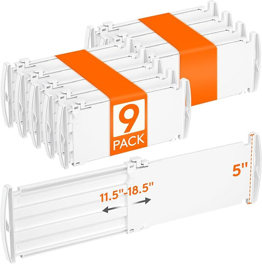 Lifewit 5" High 9 Pack Drawer Dividers, 11.5"-18.5" Adjustable Deep Drawer by Lifewit