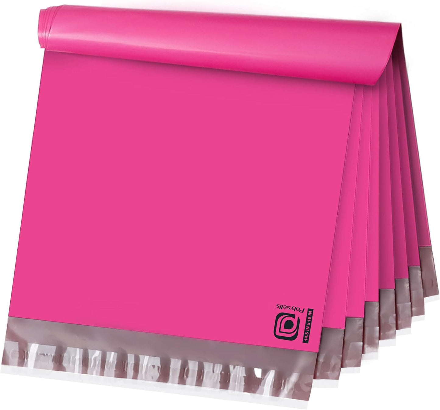POLYSELLS 50 pcs 14.5x19 Inches Pink Poly Mailers Shipping Envelopes, Strong Adhesive Sealing, Waterproof, and Tear-resistant Postal Mailing Bags for Clothing, Books, and Accessories