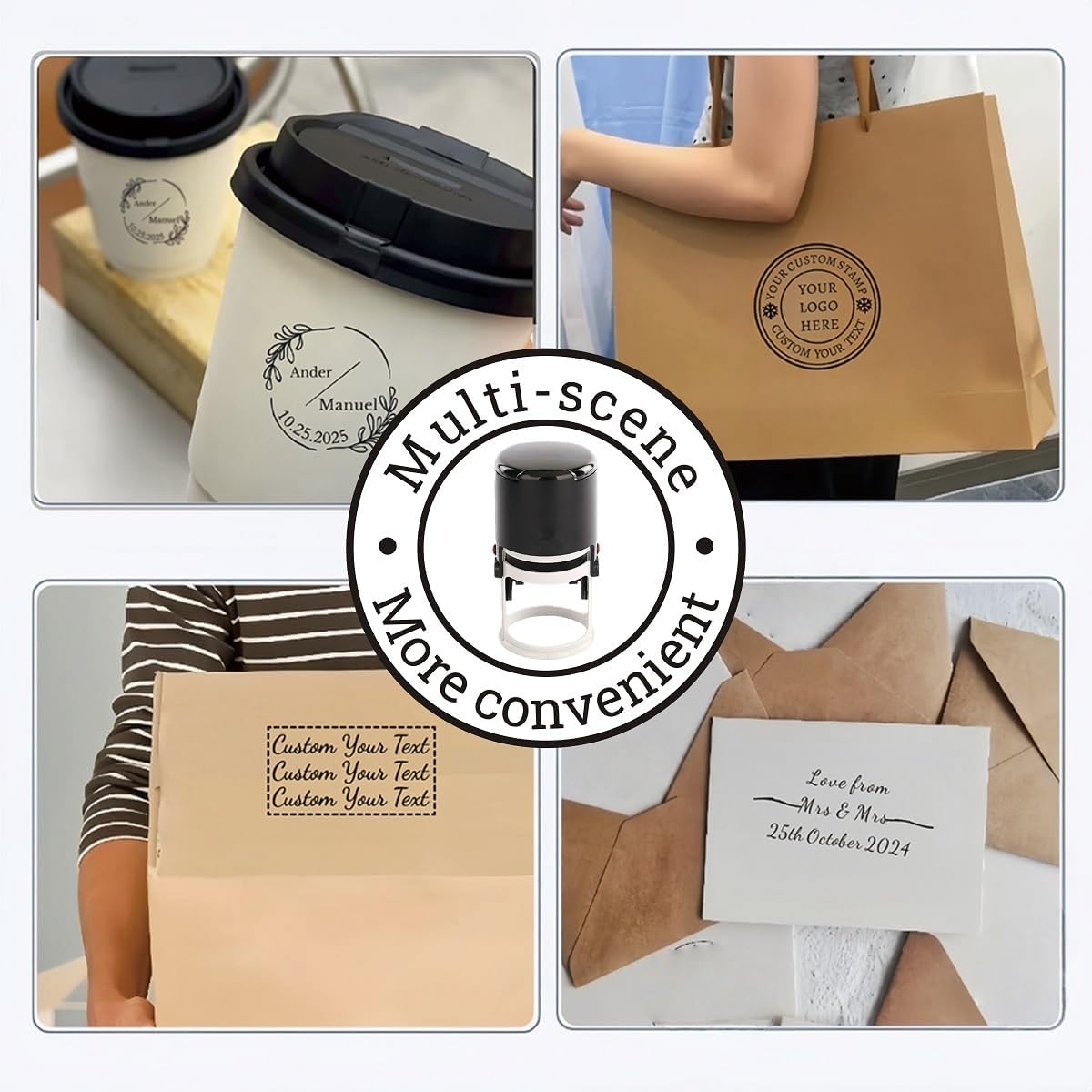 Multi-Size Custom Stamps Self Inking Personalized Logo Name Image Return Address Rubber Stamps for Office Business Personal Use(Round-1inch)