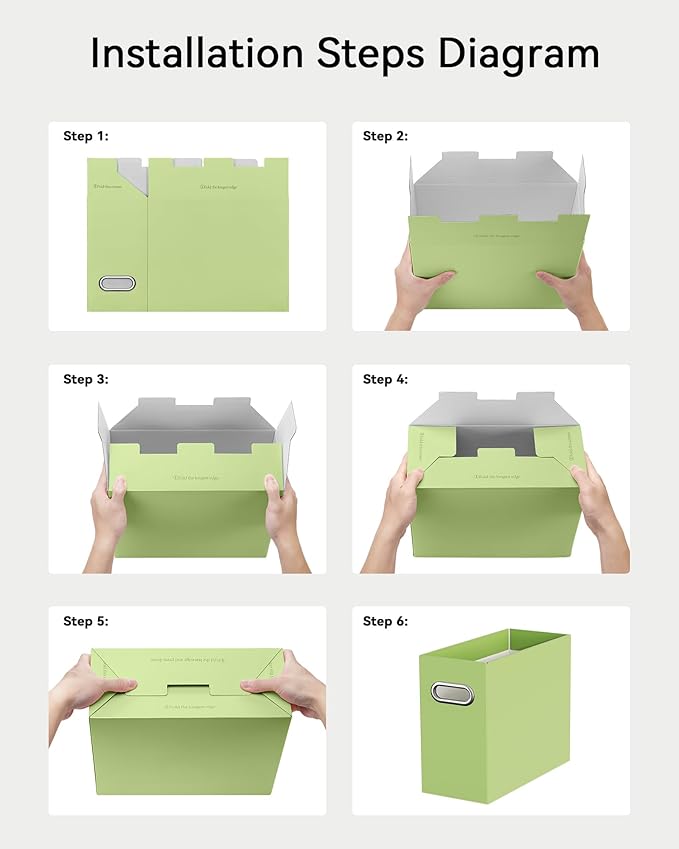 Oterri File Organizer Box, Portable Collapsible Cardboard File Folder Organizer - Image 6