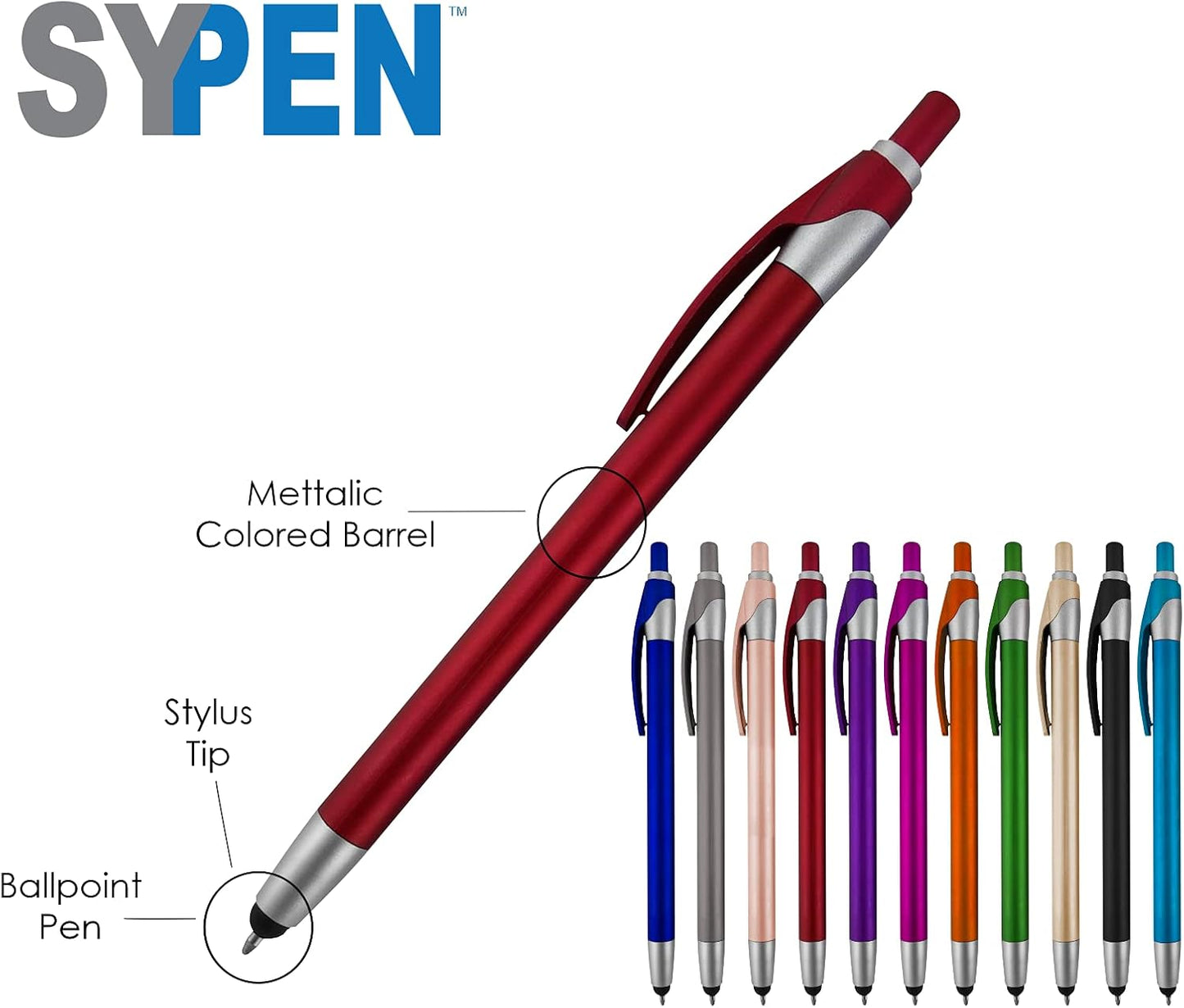 Personalized with Your Custom Logo or Text Pens-Pack of 300- for Marketing, Parties, and Events, 2 in 1 Capacitive Stylus & Ballpoint Pen Compatible with Touchscreen Devices, Black Ink, Blue Pens