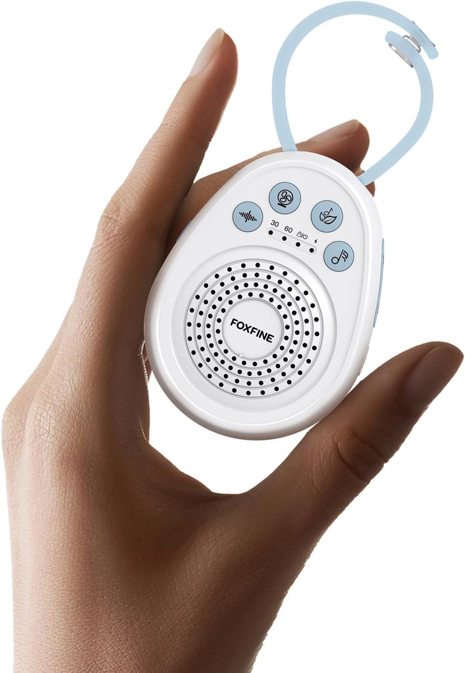 FOXFINE White Noise Machine, Portable Sound Machine with 30 Soothing Sounds, Timer, for Sleeping, Baby, Adults, Home & Travel, Blue