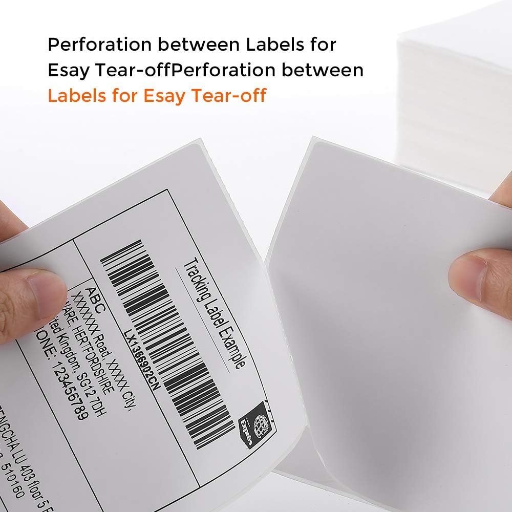 MFLABEL Fanfold 4" x 6" Direct Thermal Labels White Perforated Shipping Labels (10 Stacks)