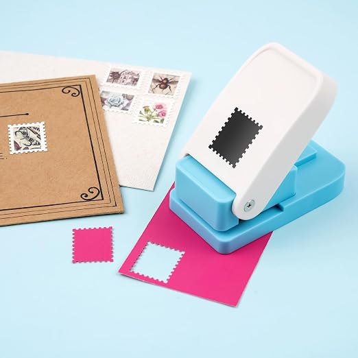 2Pcs Stamp Punches, 1x0.8 inch Rectangular Postage Stamp Shapes Puncher & 1" - Image 5
