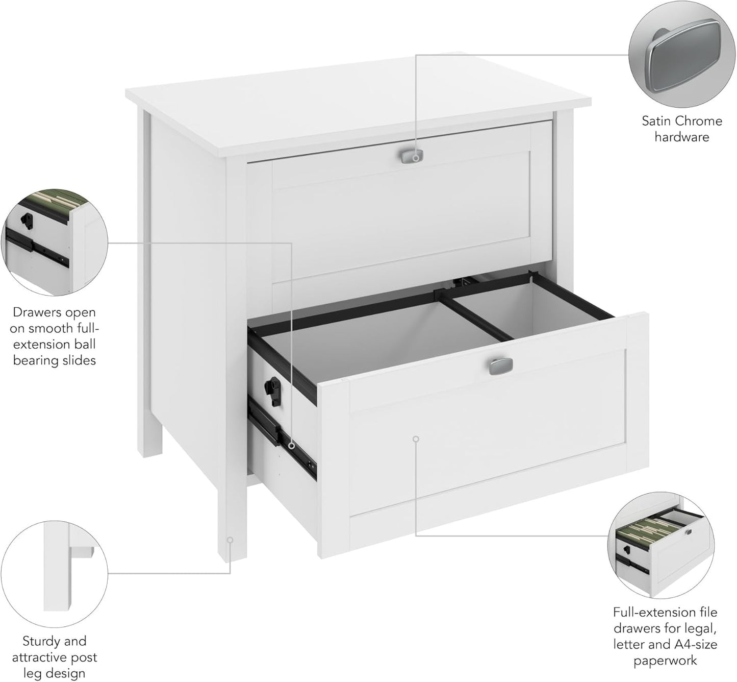 Bush Furniture Broadview 2 Drawer Lateral File Cabinet in Pure White