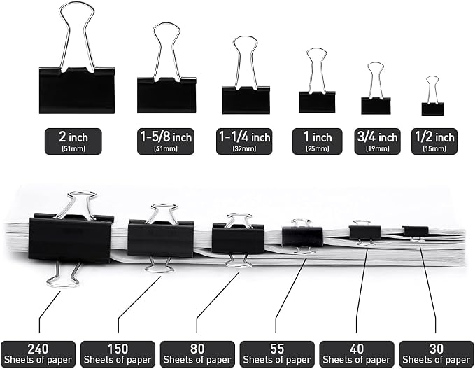 Black Binder Clips, 72 Pack, Non-Standard 41mm, 1.6 Inch, Large Clips, Capacity - Image 3