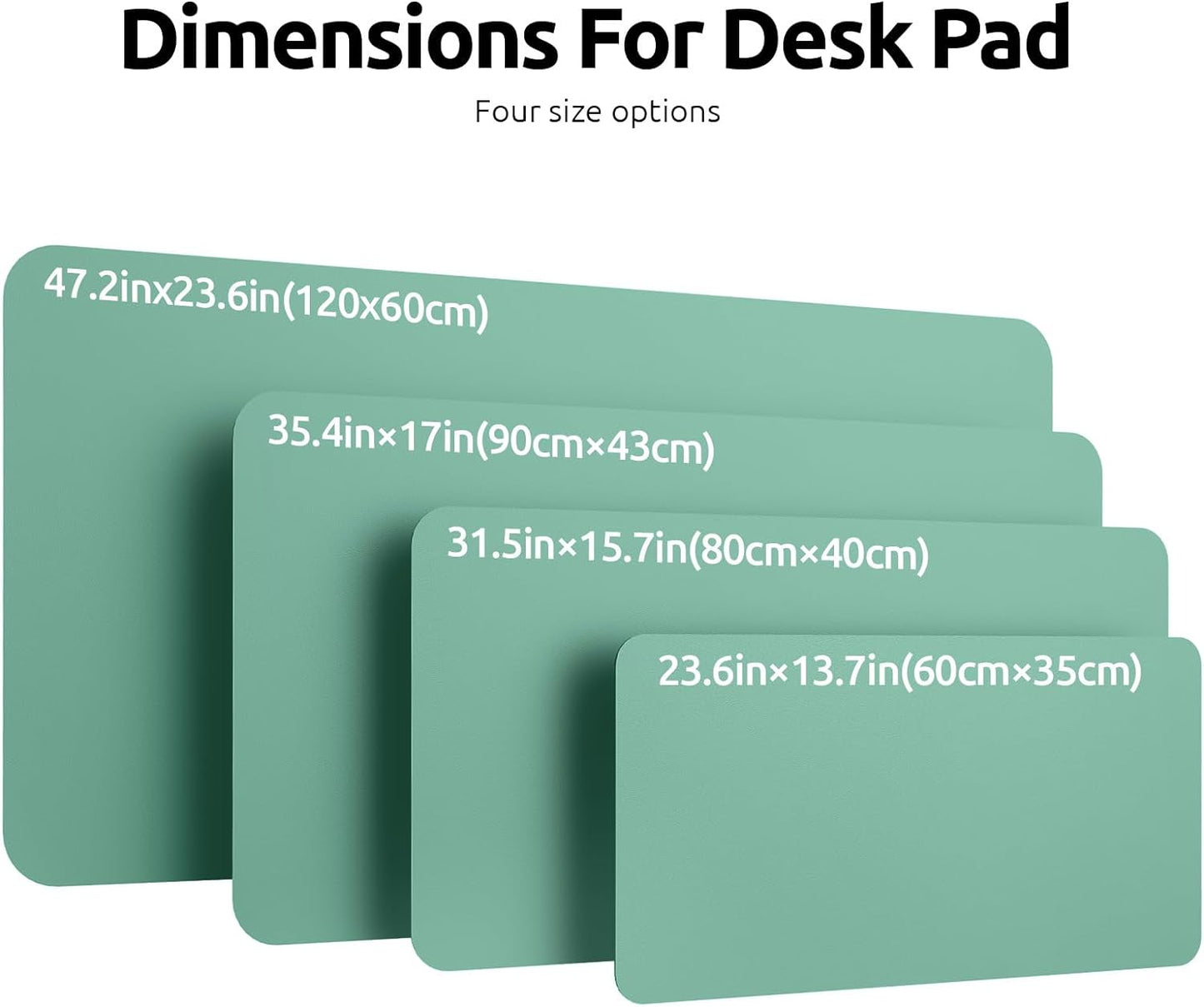 YSAGi Leather Desk Protector, Office Mat, Large Mouse Mat, Non-Slip PU Leather Blotter, Laptop Desk Pad, Waterproof Writing Pad for Office and Home (Green-Blue, 47.2" x 23.6")
