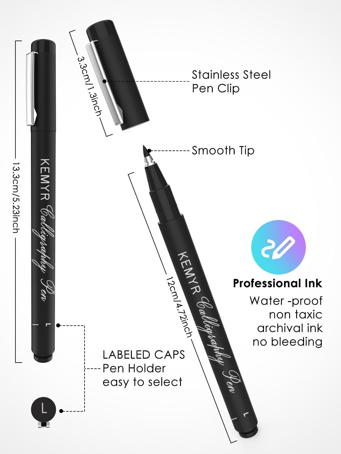 4 Micro Fine liner Drawing Art Pens Calligraphy Pens: 2.0mm Size Black Art supplies Waterproof Archival Black Ink Markers For Artists,Use for Professional Watercolor,Sketching