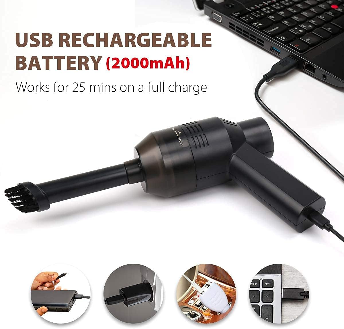 Upgraded Mini Keyboard Vacuum - Tiny Cordless Computer Cleaner for Electronics, Laptop - USB Rechargeable Dust Kit for Desktop, PC, Sofa, Car, Pet House
