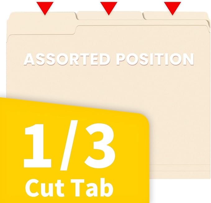 SUNEE Manilla Folders Letter Size, 100 Per Box, 1/3 Cut Tab - Image 4