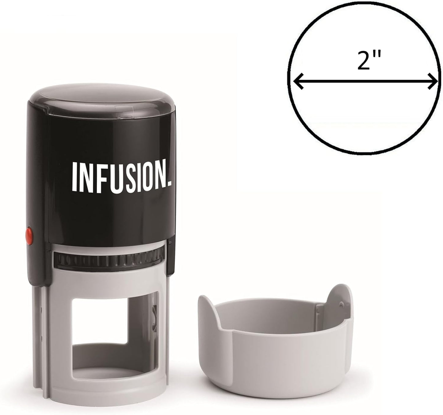 Infusion Custom Text Round Self-Inking Rubber Stamp (2" Diameter) - Up to 2 Lines with Circle Border