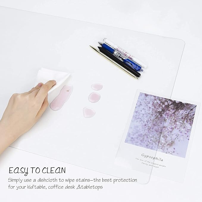 Oterri Clear Writing Desk Pad, 12’’x24” Heat Resistant Waterproof PVC Round - Image 4