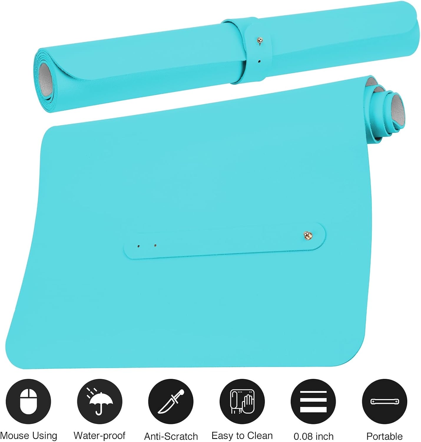 Boutilon Leather Desk Pad Protector,Non-Slip Mouse Pad,Laptop Desk Pad,Office Mouse Mat,Waterproof Leather Desk Blotter,Desk Writing Pad for Office and Home (XL-Bright Blue,35.4"x 15.7")