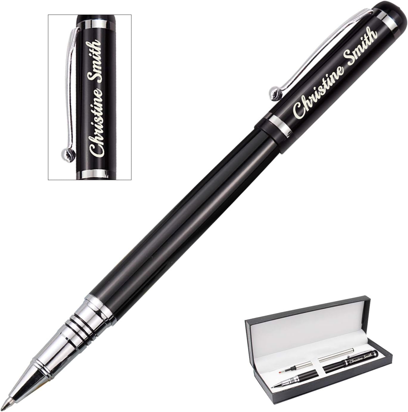Amlion Personalized Pens Custom Engraved Pen with Name, Refillable Medium Refill, Personalized Gifts for Men Women
