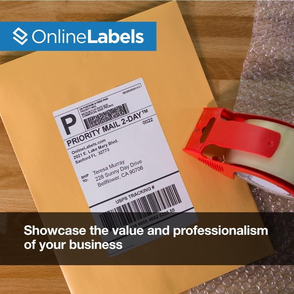 8.5 x 5.5 Half-Sheet Shipping Labels - Permanent, White Matte - for FBA, FedEx, UPS - Pack of 1,000 Labels, 500 Sheets - Inkjet/Laser Printers - Online Labels