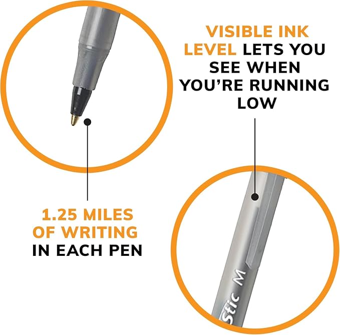 BIC Round Stic Xtra Life Ballpoint Pens, 300 Pack | Bulk Pack of 300 Black Pens - Image 8