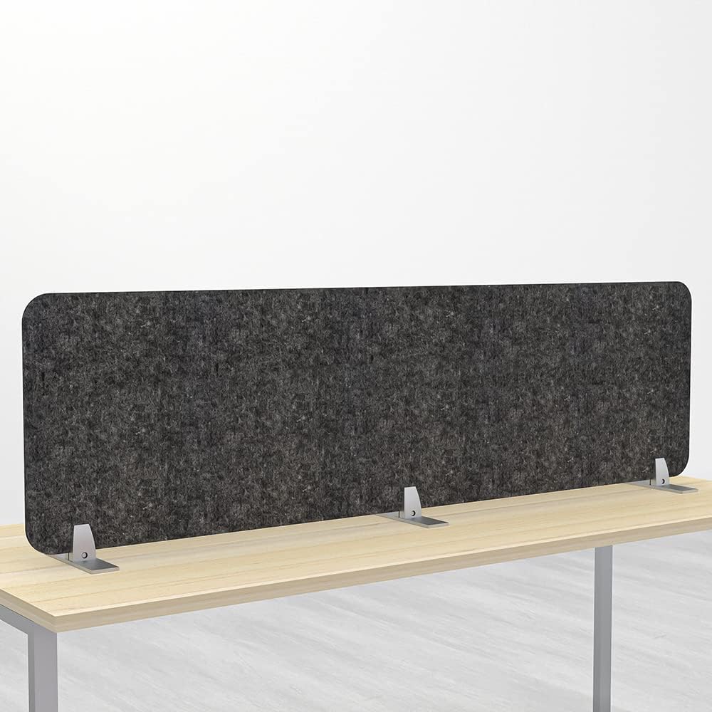 Freestanding Acoustic Desk Divider with Mount | Eco-Friendly Privacy Screen Panel | Noise Reducing Desk Partition | Tackboard Option & Easy to Install | Made from Recycled Plastic | Black - 18" X 71"