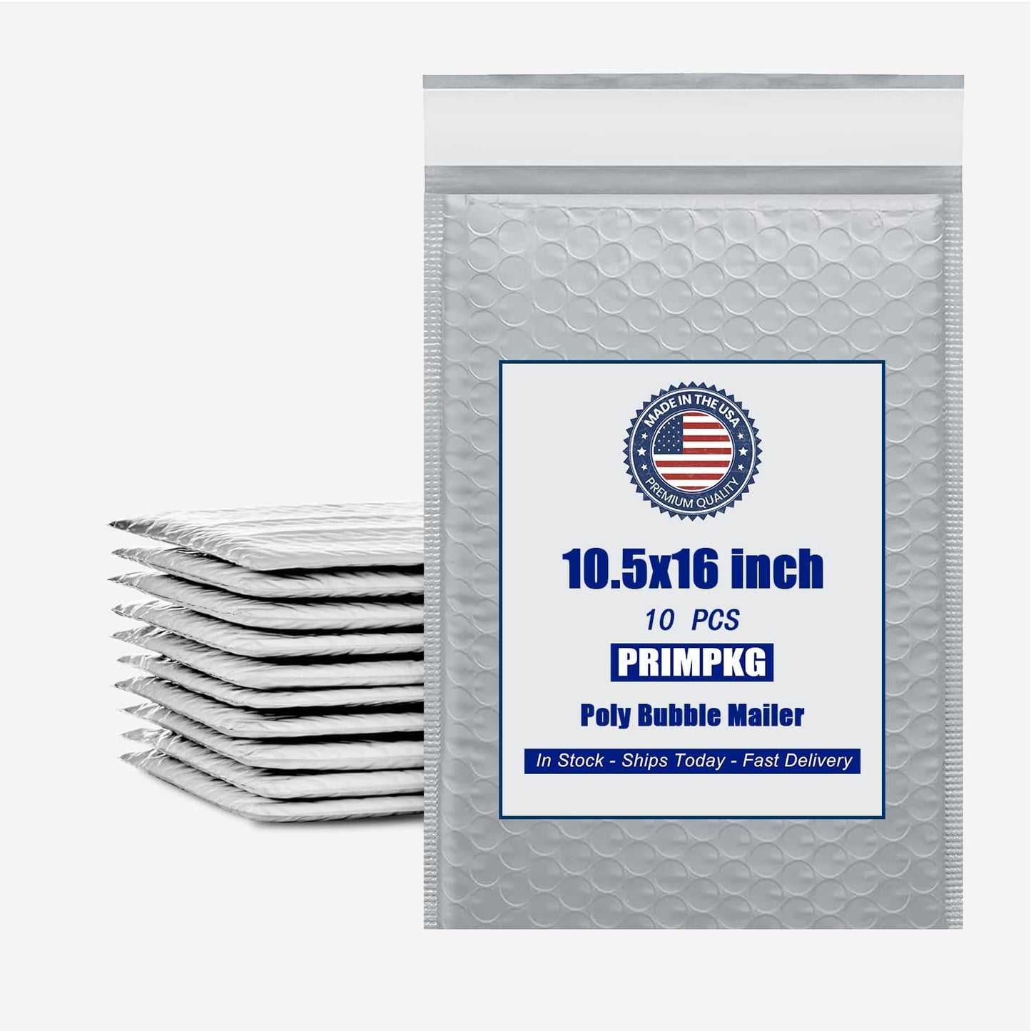 10.5in x 15in Bubble Mailer, Gray Poly Mailer, Padded Envelope, Shipping Envelope, Waterproof, Self-Sealing, For Small Business, Shipping, Mailing, Boutique Packaging(10PCS)