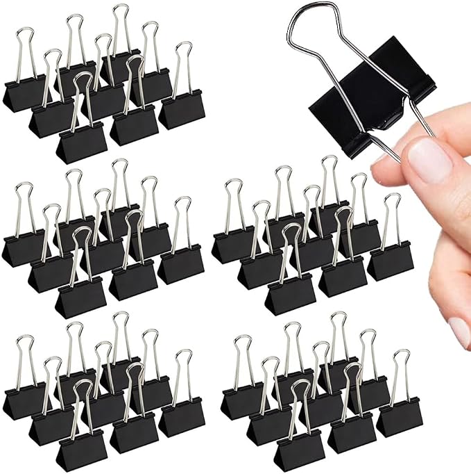Medium Binder Clips, 144 Pack, 1-1/4 Inch, 1.25 Inch, Standard 32mm, Capacity by honsing