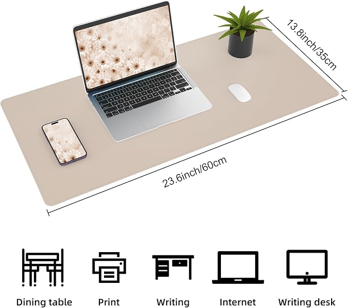 AFIING Desk Mat, 23.6" x 13.8", Desk Pad Protector | Dual-Sided Cork & PU - Image 2