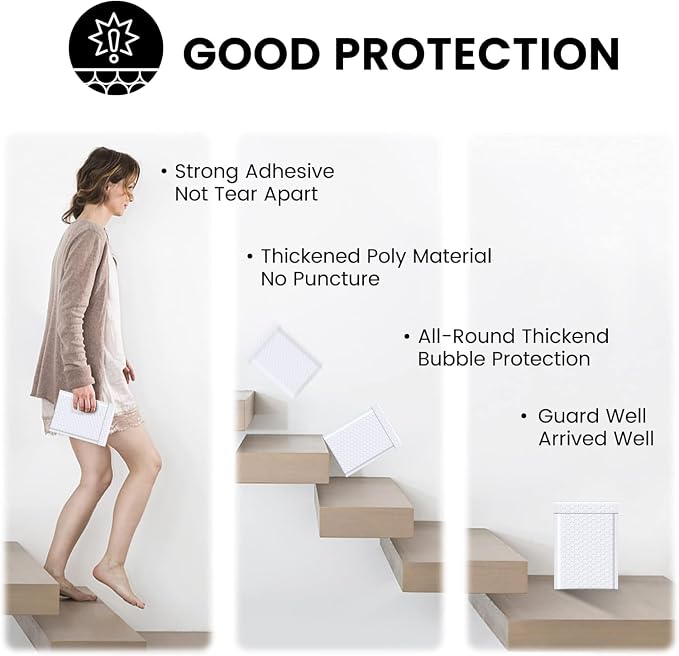 Fuxury Bubble Mailers 4x8" 800Pcs Bulk, Waterproof Padded Envelopes Usable Size - Image 7