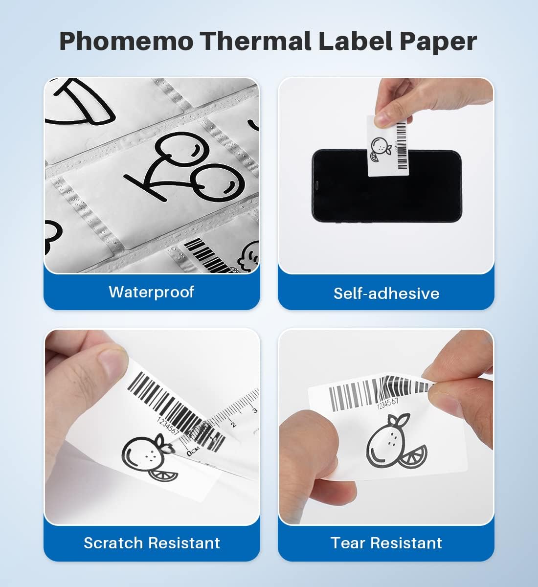 Phomemo M220/M250/M200/M221/M260 Thermal Label,Multi-Purpose White Self-Adhesive Label Sticker, 2.75" X 3.14" (70 * 80mm),Suitable for Address, Shipping, Small Business and More, 3 Rolls