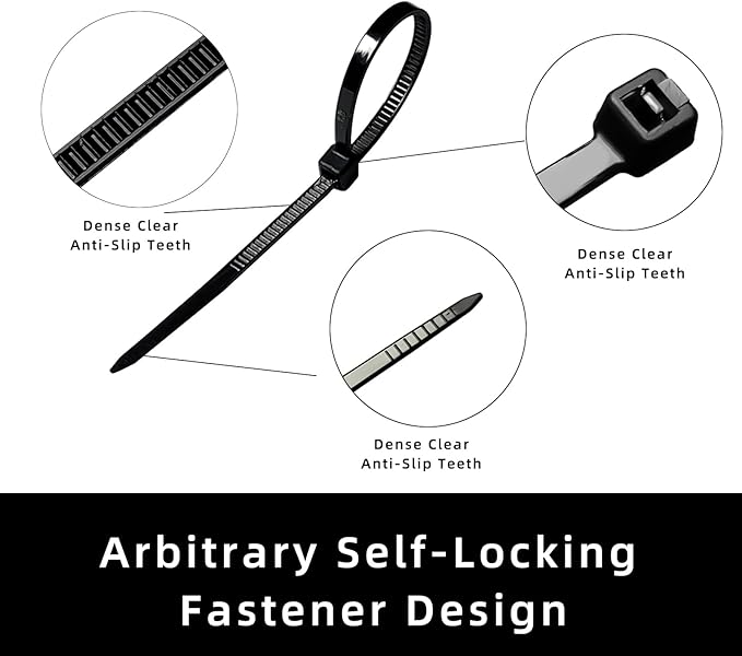 Zip Ties 8 inch, 1000 Pack Black Zip Ties, Self-Locking Nylon Cable Ties - Image 5