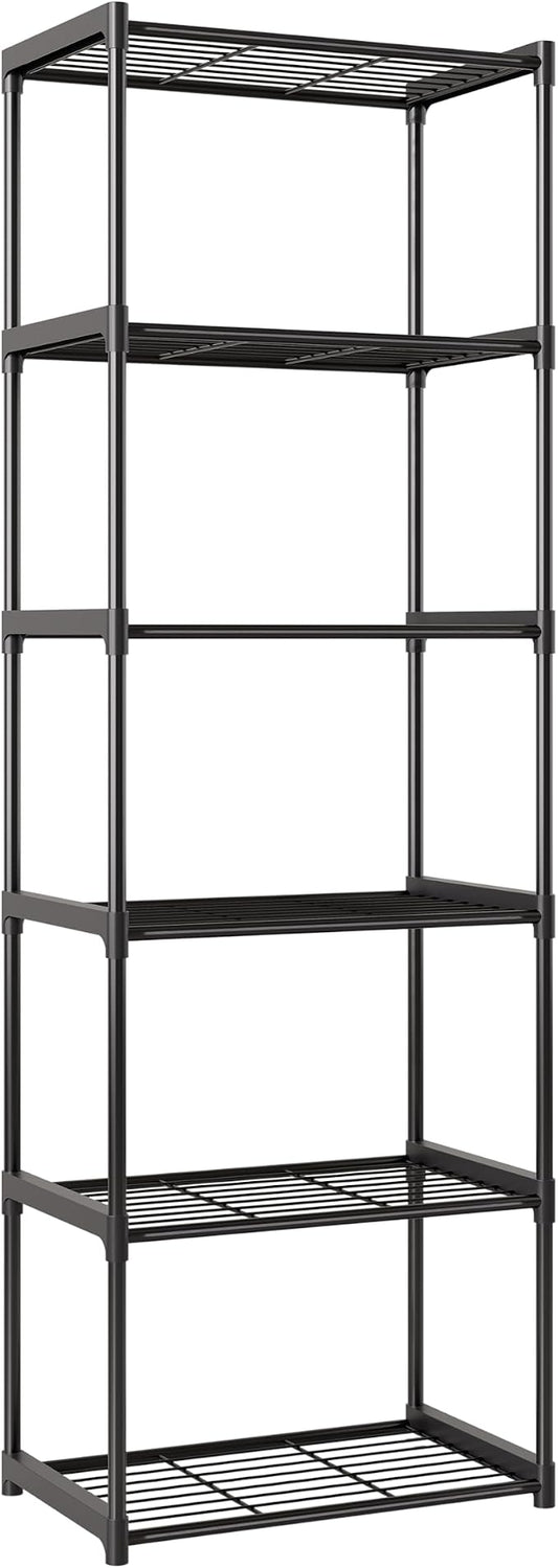 6-Tier Storage Shelves with Plastic Connectors – Metal Shelf Organizer by Unknown