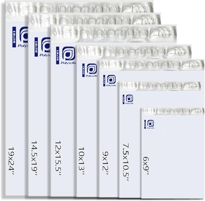 POLYSELLS 1000 pcs 14.5x19 Inches White x Silver Poly Mailers Shipping Envelopes - Image 2