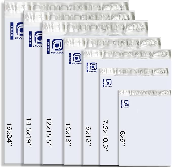 POLYSELLS 200 pcs 19x24 Inches White x Silver Poly Mailers Shipping Envelopes - Image 2