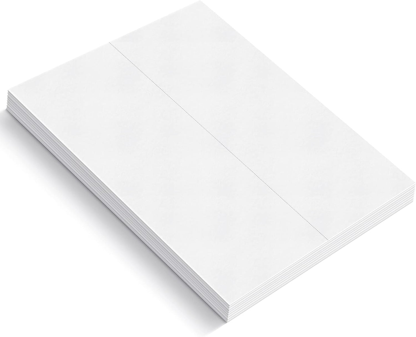 50-Sheet Pack Of 110LB White Cardstock Thick Perforated Paper, 8.5x11 With 2 Per Page - 4.25x11 - Blank Heavy Weight Cover Card Stock - 50 Sheets With 100 Cards (2up - 4.25x11)