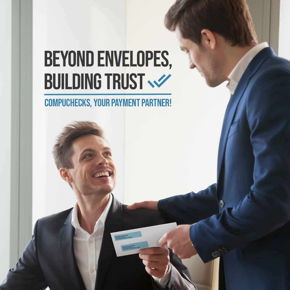 Compuchecks Double Window Envelopes #8 - Gummed, Security Business Mailing Check Envelopes - Tamper Evident, Security Tint - 50 Count – Guaranteed to fit QuickBooks Checks