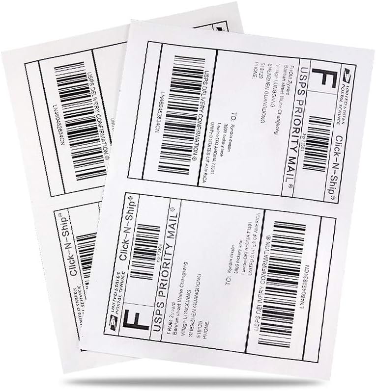 8.5" x 5.5" Half Sheet Self Adhesive Shipping Labels for Laser or Inkjet Printer (20000 Labels)