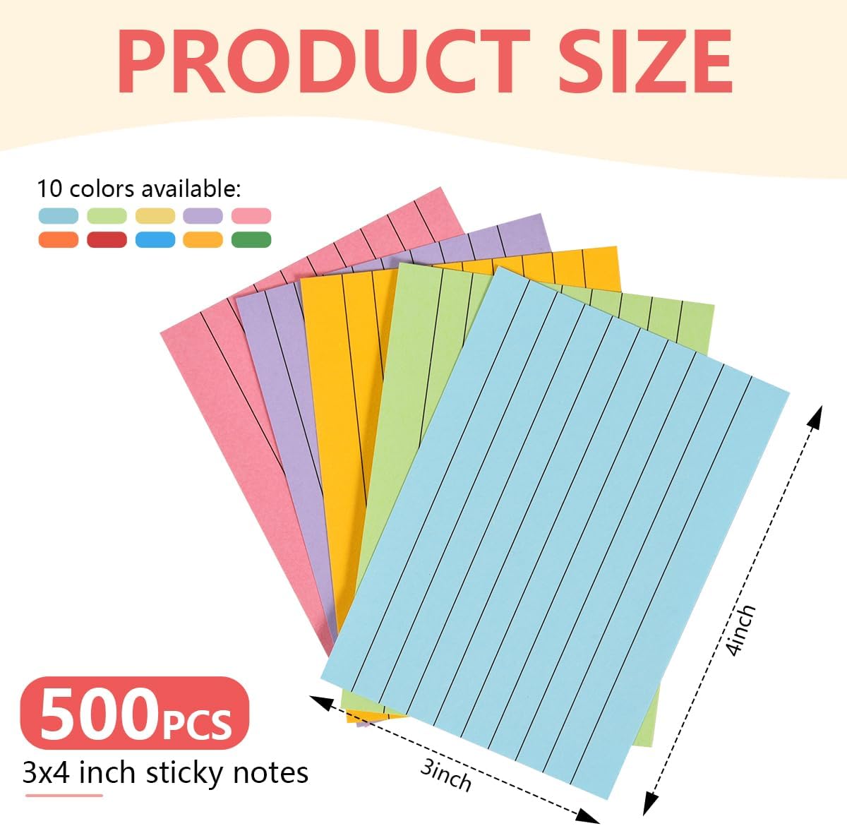 OBTANIM 1000 Count 3 x 4 Inch Index Cards Assorted Colors Ruled Index Flash Cards for Studying Taking Note Office Home and School Daily Recording