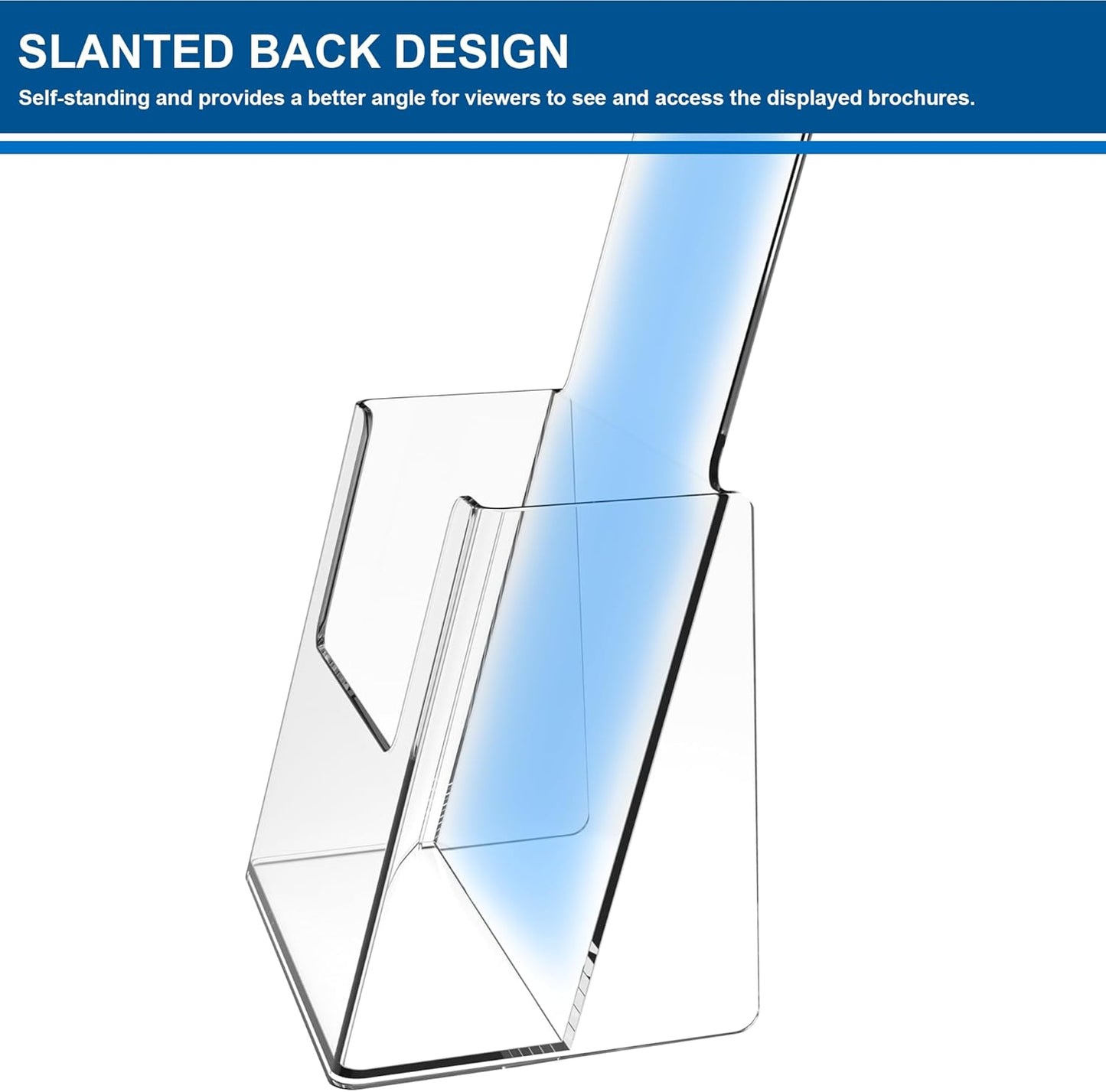 Brochure Holder 4x9 Inch Acrylic Literature Holders Clear Plastic Flyer Display Stand Countertop Use Pamphlet Holder Multi Purpose Organizer for Office, Lobby, Hotels, Trade Shows, 2 Pack