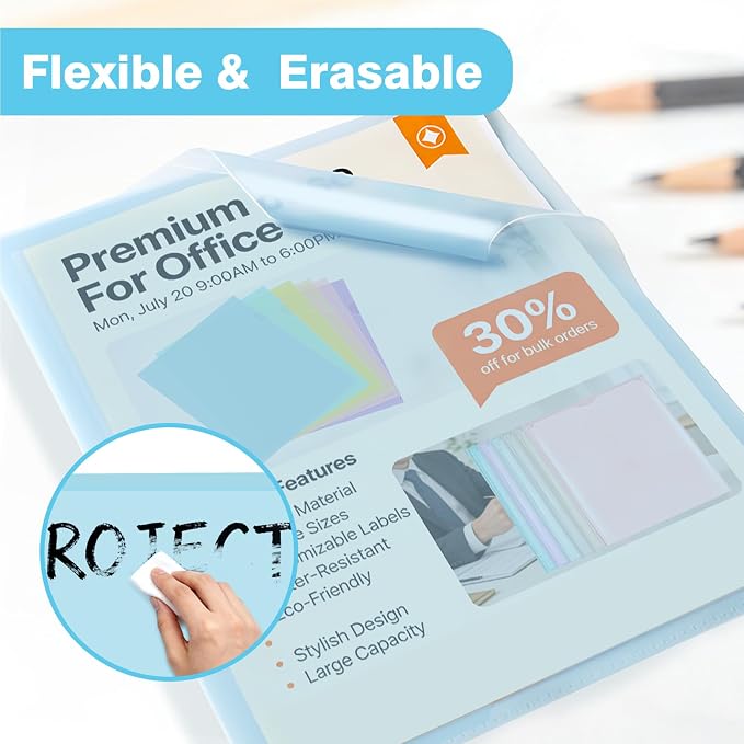 12 Pack Plastic File Folders, Letter Size Clear Project Sleeves - Image 4