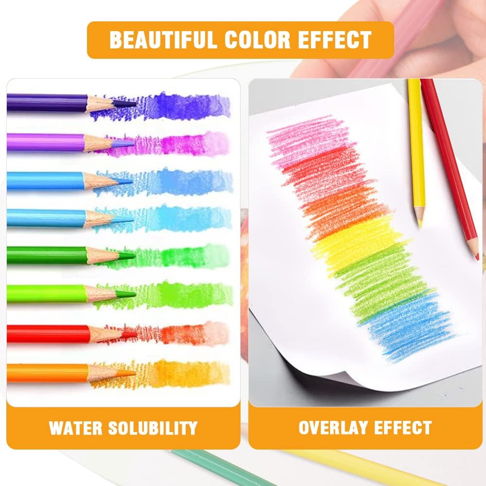 LBW Watercolor Pencils, Set of 72 Professional Colored Pencils Premium Soft Core for Adults Kids Beginners Blending Sketching Shading