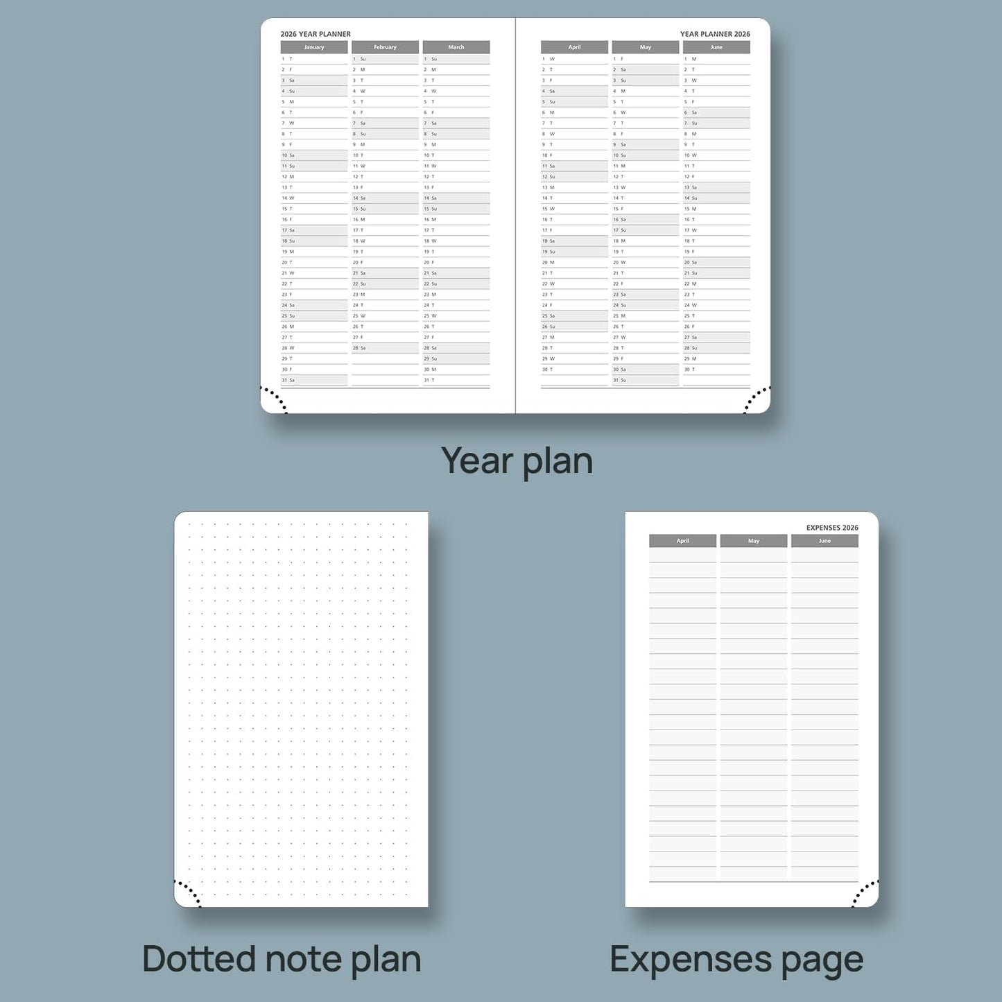 POPRUN Pocket Calendar 2026 (Small Size- 4'' x 6.25") Weekly and Monthly for Purse - Planner 2026 (Jan. 2026 - Dec. 2026) with Vegan Leather Soft Cover, Plastic Ruler, Pen Holder and More - Green
