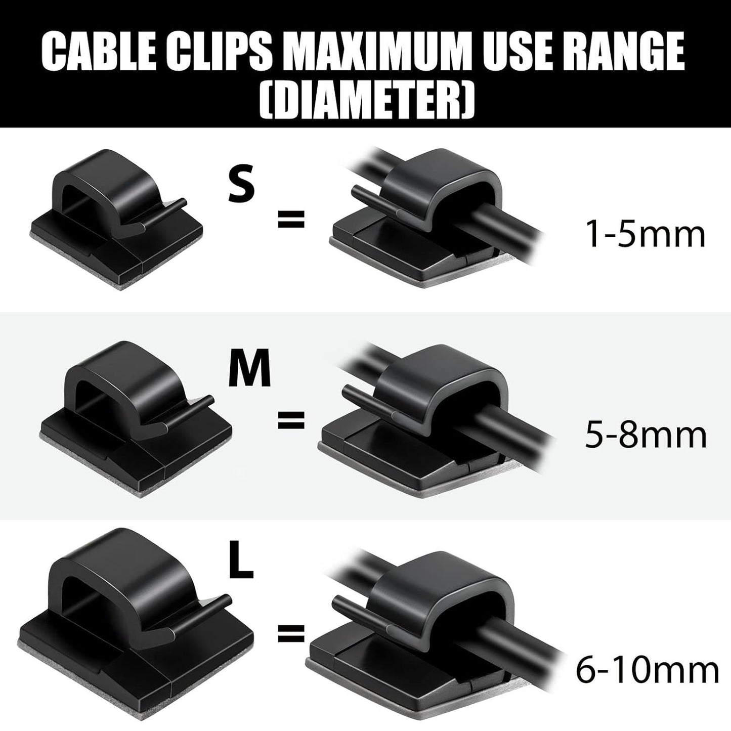 Blulu 100 Pcs Adhesive Cable Clips Bulk Wire Holder for Cord Organizer Clips Cable Management Outdoor Light Hooks for Christmas Wall String Lights Fairy Lights