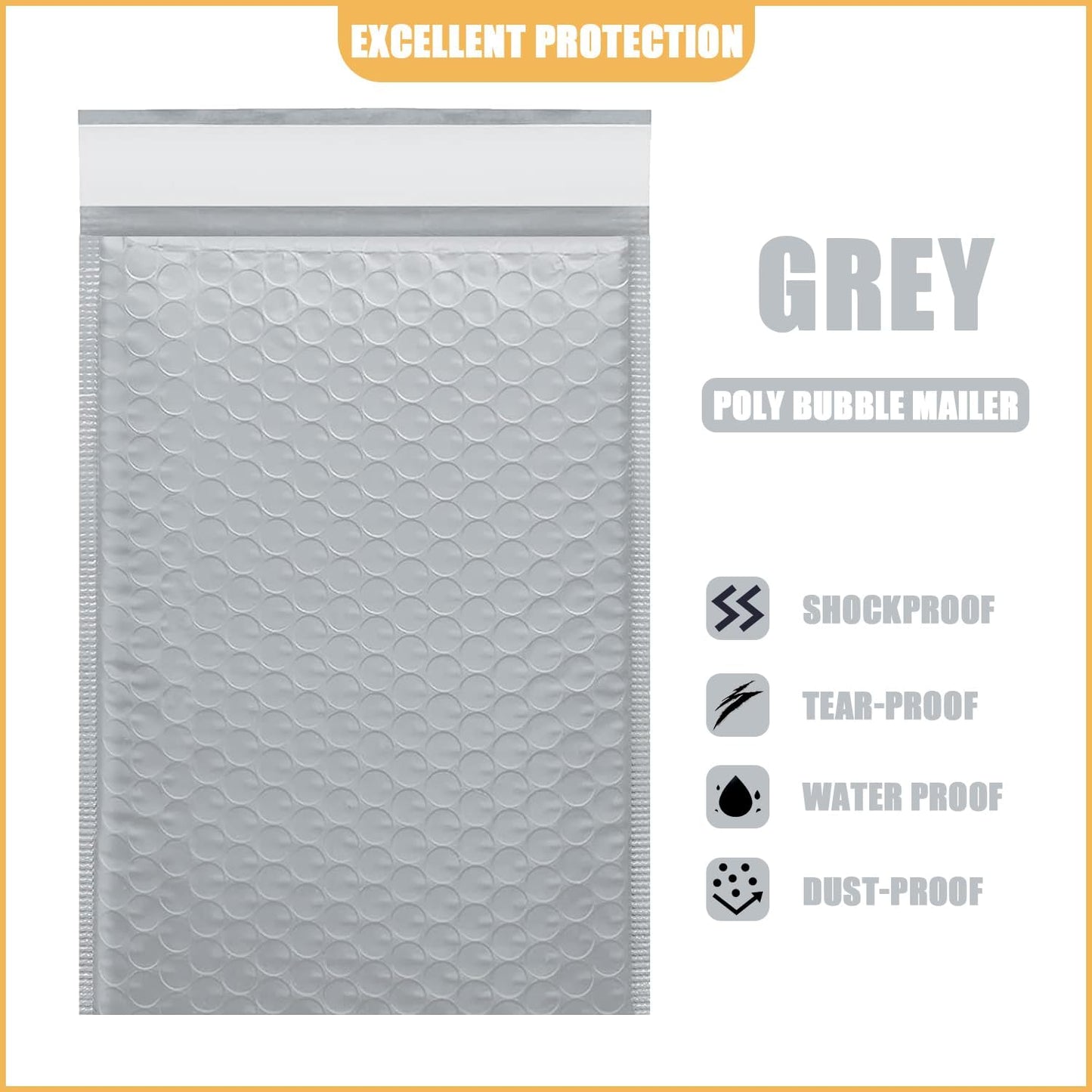 9.5in x 13.5in Bubble Mailer, Gray Poly Mailer, Padded Envelope, Shipping Envelope, Waterproof, Self-Sealing, For Small Business, Shipping, Mailing, Boutique Packaging(25PCS)