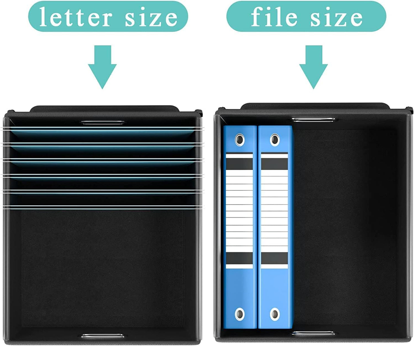 Huolewa Decorative File Organizer Boxes Office Document Storage with Lids, Portable Collapsible Linen Hanging Filing & Storage Boxes for Office/Decor/Home (Royal Blue) -14.9 x 12.7 x 10.8 inch -2 Pack