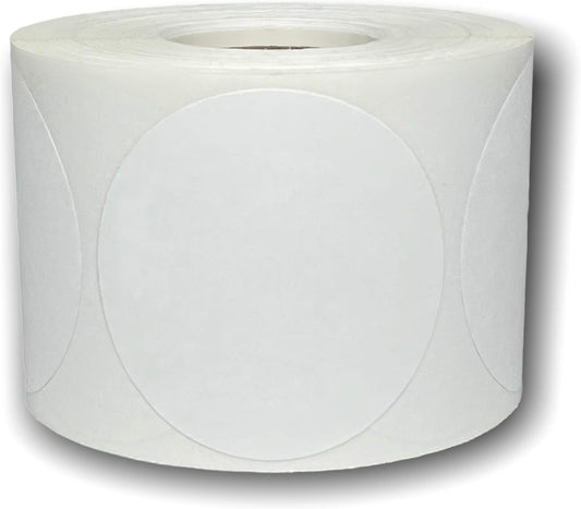 White 2.5 inch (2 1/2") Round Direct Thermal Multi-Purpose Labels | Compatible with Zebra, Rollo, & Munbyn Printers | 1" Core | Self-Adhesive | 1 Roll 500 Labels