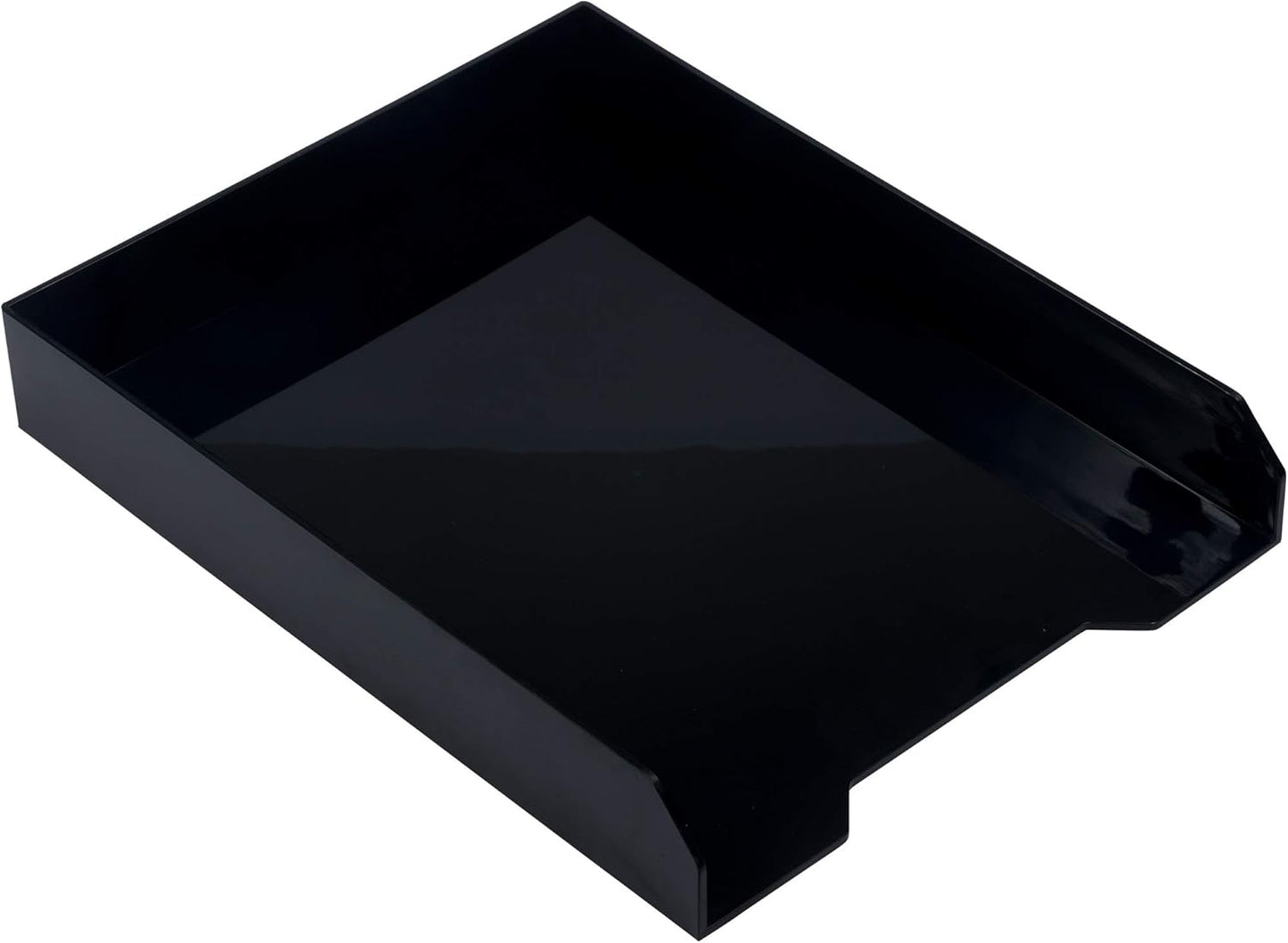 JAM PAPER Stackable Paper Trays - Black - Desktop Document, Letter, & File Organizer Tray - 2/Pack