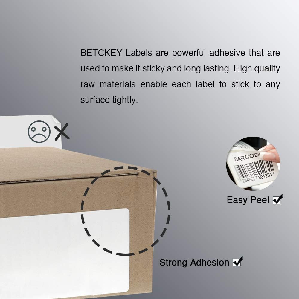 BETCKEY - 2.5" x 1" (64 mm x 25 mm) Multipurpose & Barcode Labels Compatible with Zebra & Rollo Label Printer,Premium Adhesive & Perforated [2 Rolls, 2760 Labels]