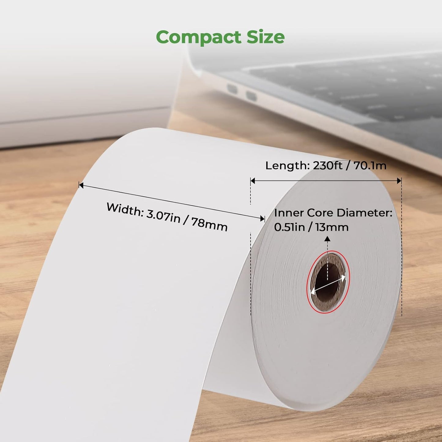 MUNBYN Thermal Receipt Paper 3 1/8 x 230ft, Work for Star Micronics TSP100 TSP143 Epson 80mm Receipt Printer Square POS Register, 80mm Thermal Receipt Paper, BPA Free, 20 Rolls