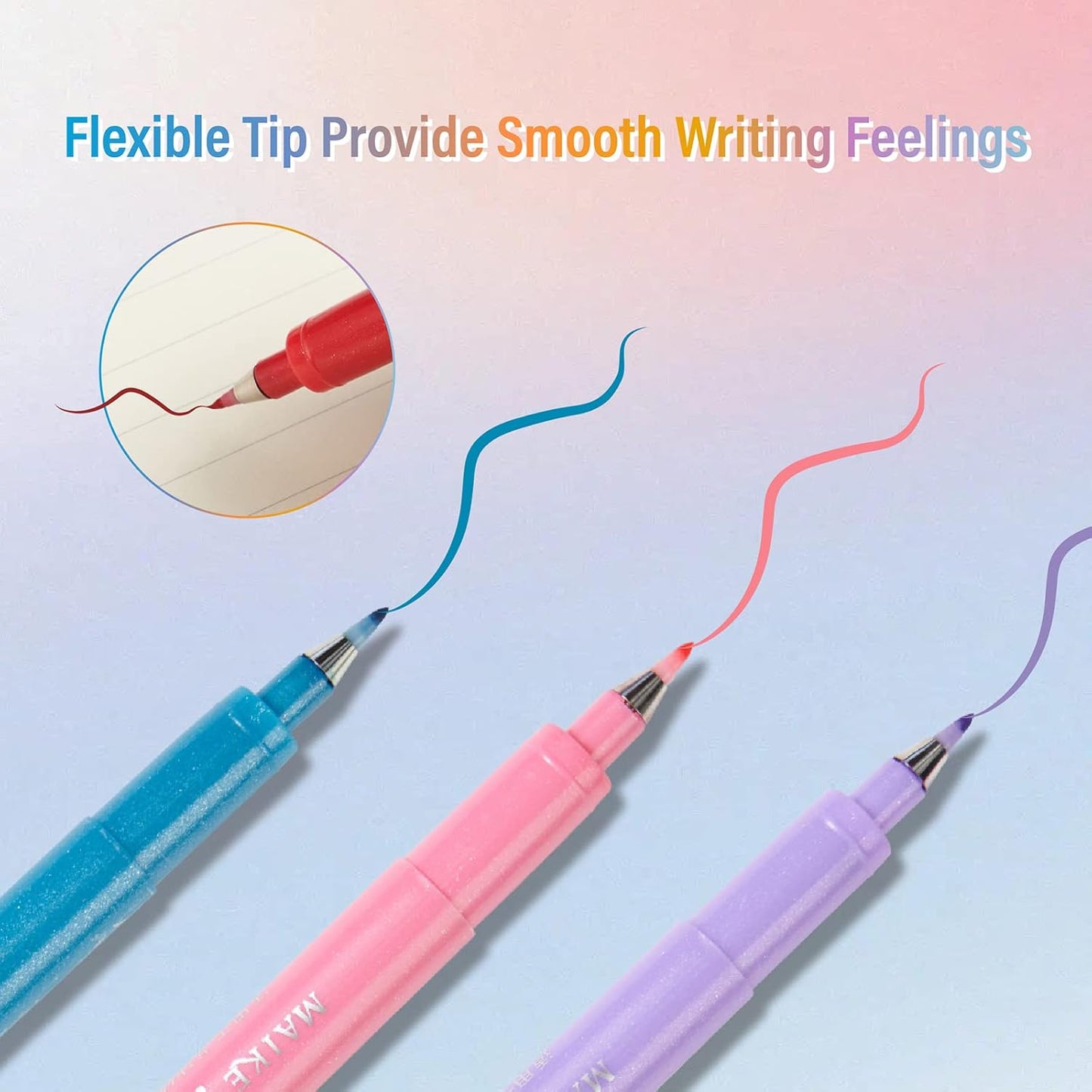 Felt Tip Pens, 15pcs Calligraphy pen Assorted Colors Sign Brush Pen Art Brush Marker Water Based Journaling Pen Set for Beginners Beginner Adult Lettering, Calligraphy (15pcs)
