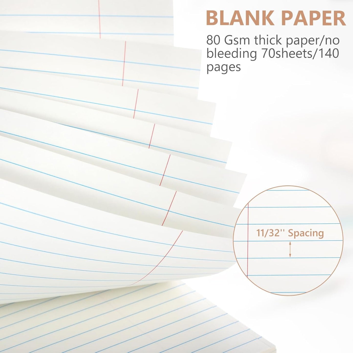 6 Pack 8.5 x 11'' Top Bound Office Steno Book Wide Ruled Double Sided Spiral Notebooks Reliable White Paper 70 Sheets/Pad Pastel Colors Covers for Writing School Notes(Hot Stamping)