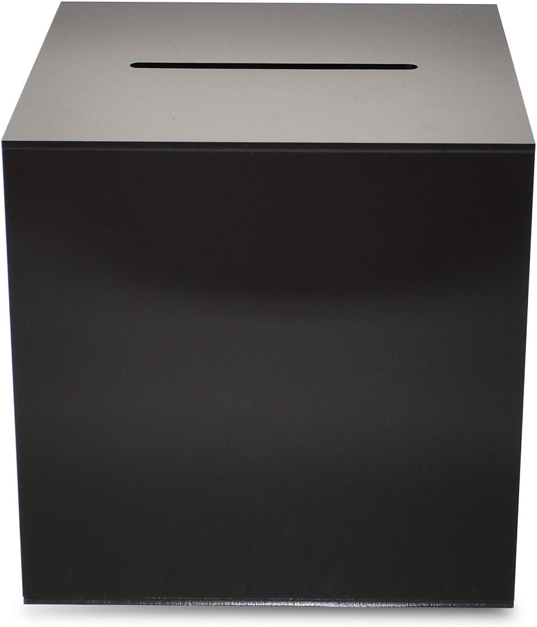 Source One Premium Acrylic Cube Donation Box with Deluxe Rear Open Door and Cam Lock Suggestion Box (10 Inch, Black)