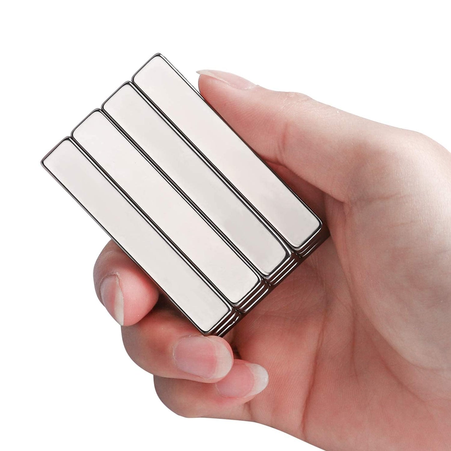 LOVIMAG Waterproof Strong Neodymium Bar Magnets, Refrigerator Magnets with Double- Sided Adhesive, Heavy Duty Magnet for Shower Door,Fridge,Office,Scientific Etc, 60 x 10 x 5 mm, Pack of 50